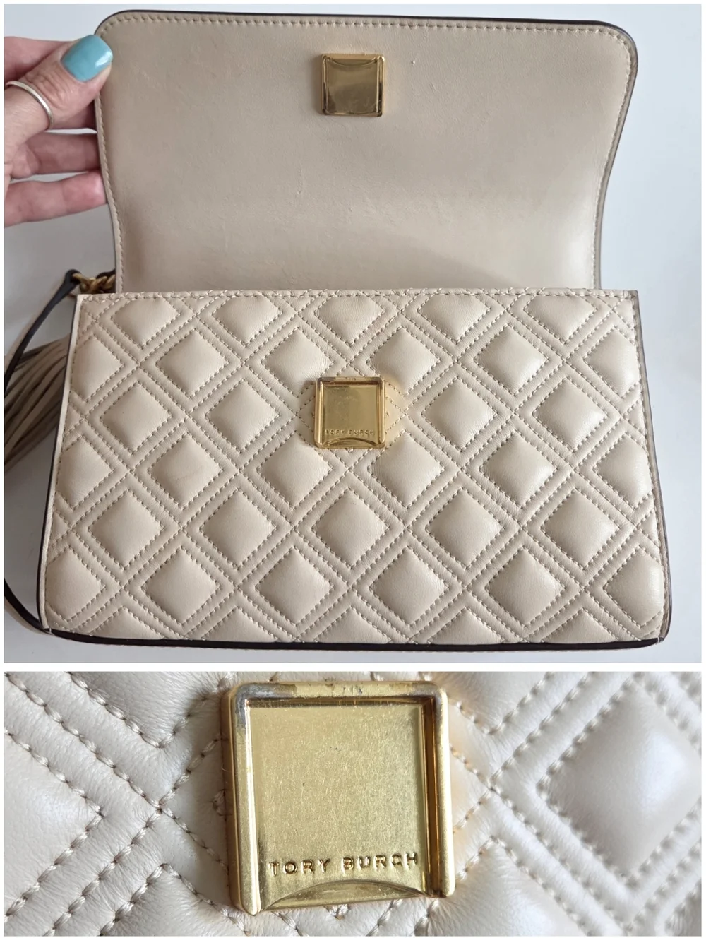 Tory Burch Fleming Convertible Shoulder Bag, Cream & Gold